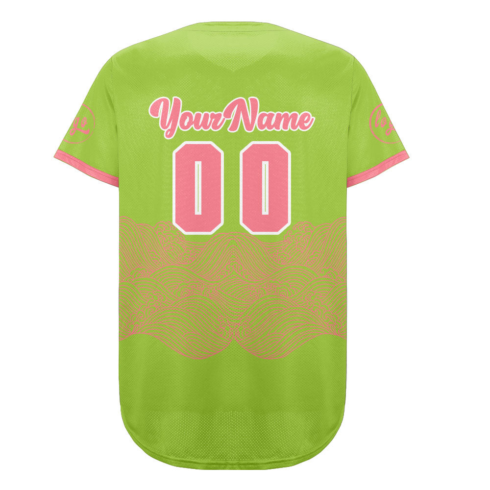Custom Green Pink Baseball Jersey Personalized Gradient Team Uniforms Shirt with Name Number