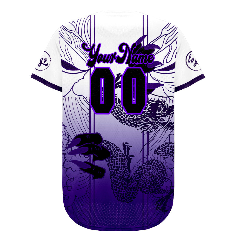 Custom White Purple Baseball Jersey Personalized Gradient Team Uniforms Shirt with Name Number