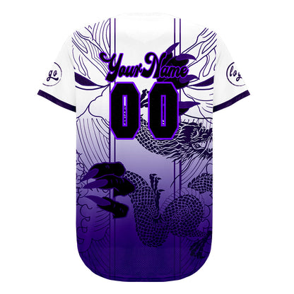 Custom White Purple Baseball Jersey Personalized Gradient Team Uniforms Shirt with Name Number