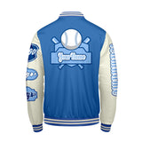 Custom Blue White Letterman Varsity Jacket Personalized Embroidery Printing