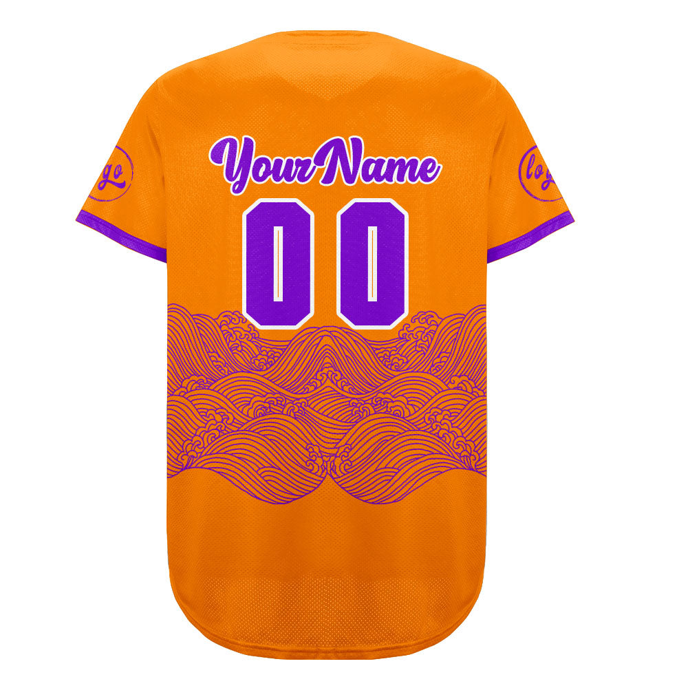Custom Orange Purple Baseball Jersey Personalized Gradient Team Uniforms Shirt with Name Number
