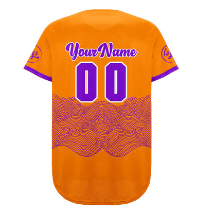 Custom Orange Purple Baseball Jersey Personalized Gradient Team Uniforms Shirt with Name Number