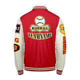 Custom Red Yellow Letterman Varsity Jacket Personalized Embroidery Printing
