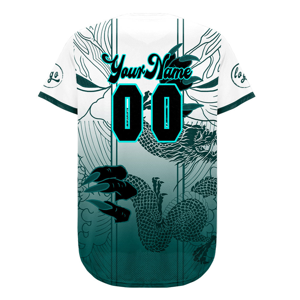 Custom White Cyan Baseball Jersey Personalized Gradient Team Uniforms Shirt with Name Number
