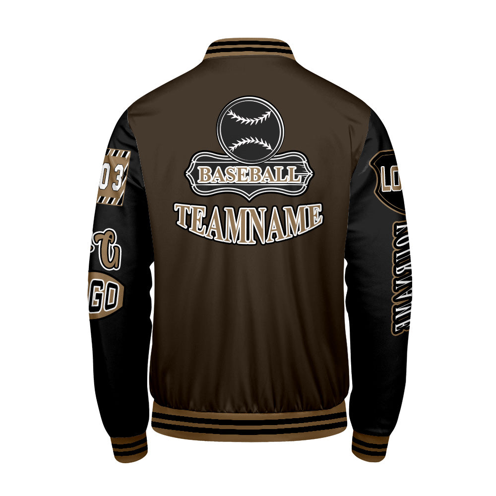 Custom Brown Black Letterman Varsity Jacket Personalized Embroidery Printing