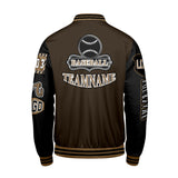 Custom Brown Black Letterman Varsity Jacket Personalized Embroidery Printing