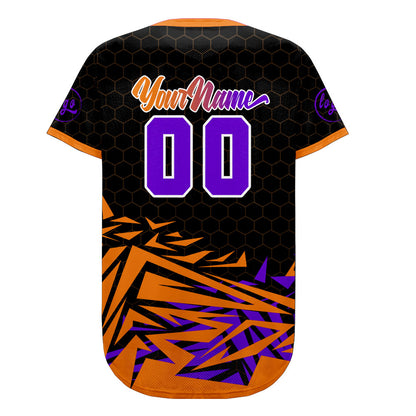 Custom Orange Purple Baseball Jersey Personalized Gradient Team Uniforms Shirt with Name Number