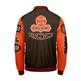Custom Brown Orange Letterman Varsity Jacket Personalized Embroidery Printing