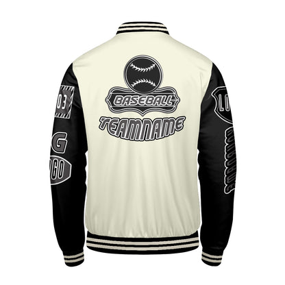 Custom Black White Letterman Varsity Jacket Personalized Embroidery Printing