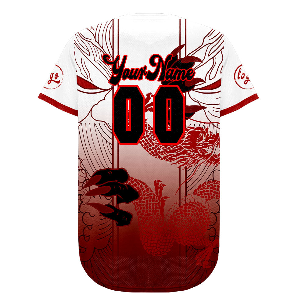 Custom Red White Baseball Jersey Personalized Gradient Team Uniforms Shirt with Name Number