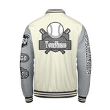 Custom White Grey Letterman Varsity Jacket Personalized Embroidery Printing