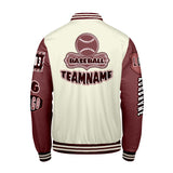 Custom White Red Letterman Varsity Jacket Personalized Embroidery Printing