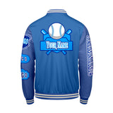 Custom Blue Letterman Varsity Jacket Personalized Embroidery Printing