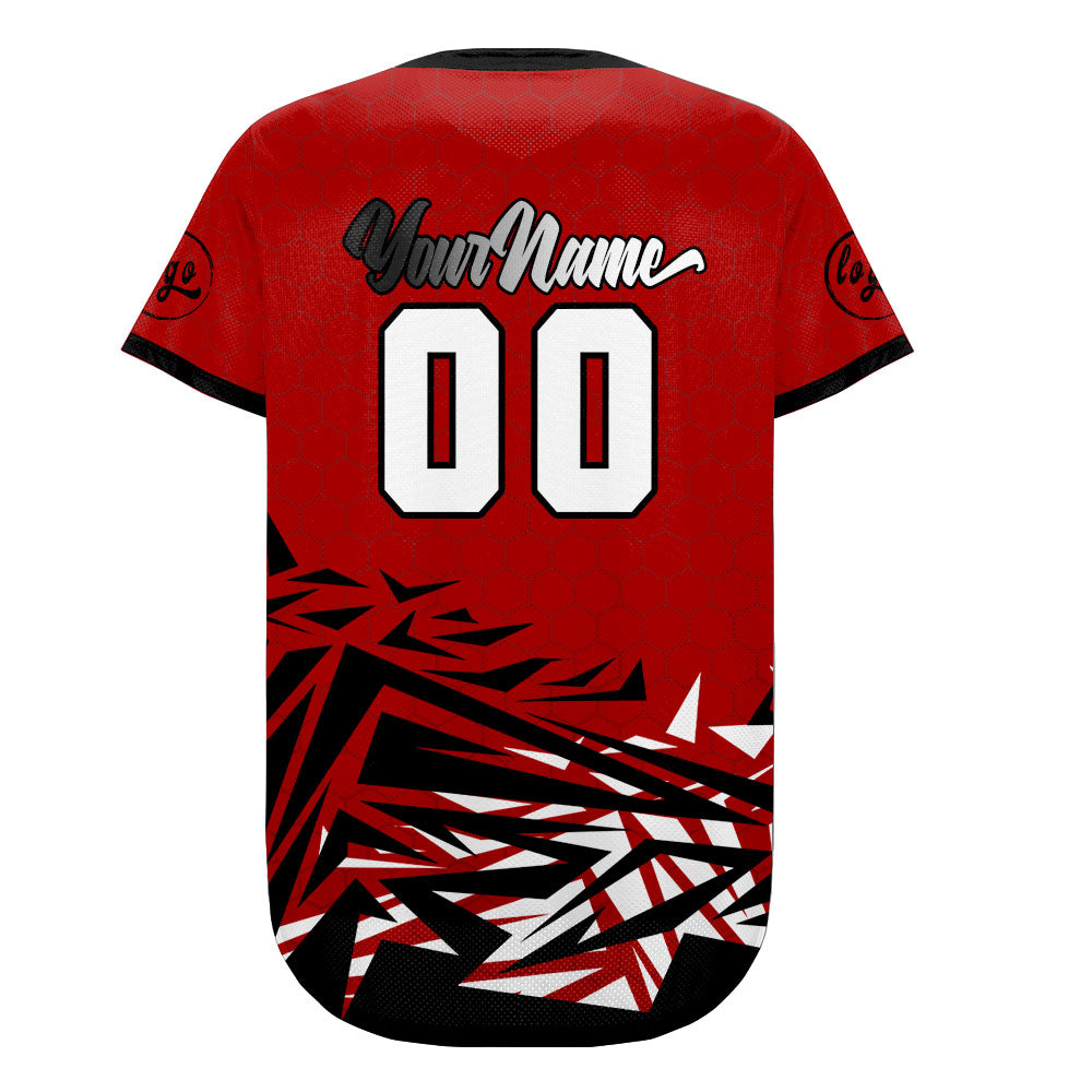 Custom Red Black Baseball Jersey Personalized Gradient Team Uniforms Shirt with Name Number