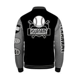 Custom Black Grey Letterman Varsity Jacket Personalized Embroidery Printing