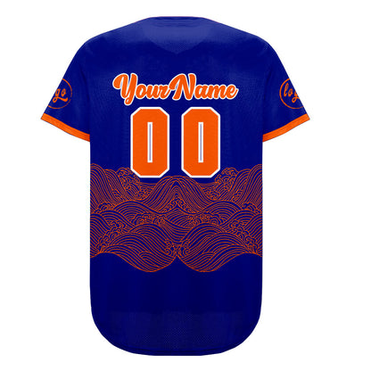 Custom Blue Orange Baseball Jersey Personalized Gradient Team Uniforms Shirt with Name Number