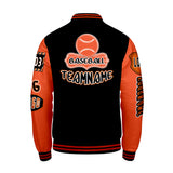 Custom Black Orange Letterman Varsity Jacket Personalized Embroidery Printing