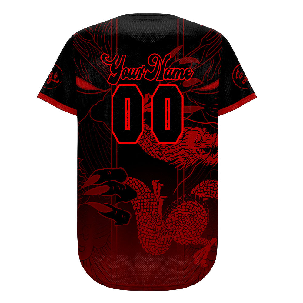 Custom Red Black Baseball Jersey Personalized Gradient Team Uniforms Shirt with Name Number