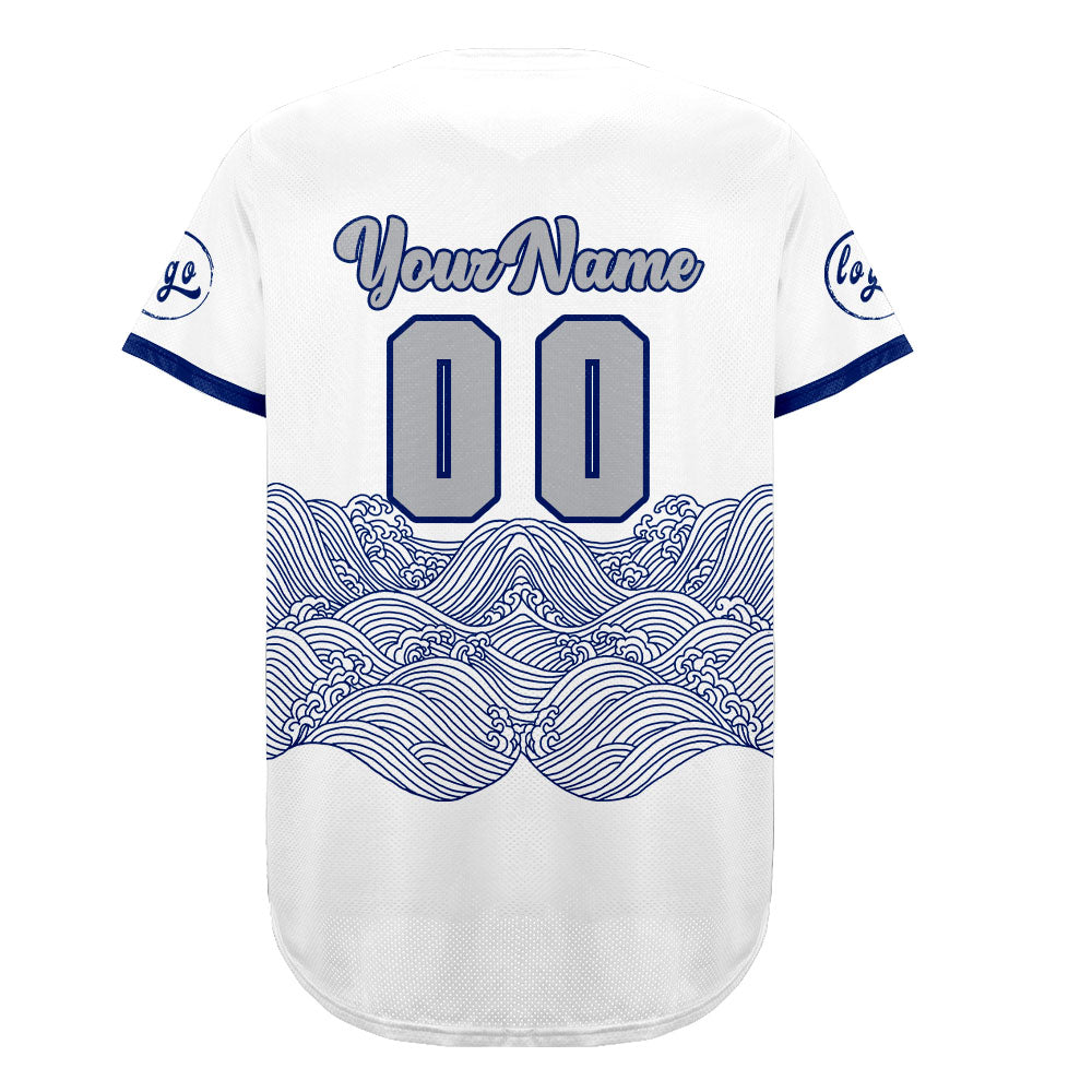 Custom White Blue Baseball Jersey Personalized Gradient Team Uniforms Shirt with Name Number