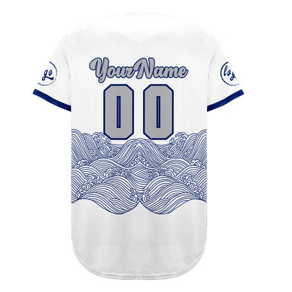 Custom White Blue Baseball Jersey Personalized Gradient Team Uniforms Shirt with Name Number