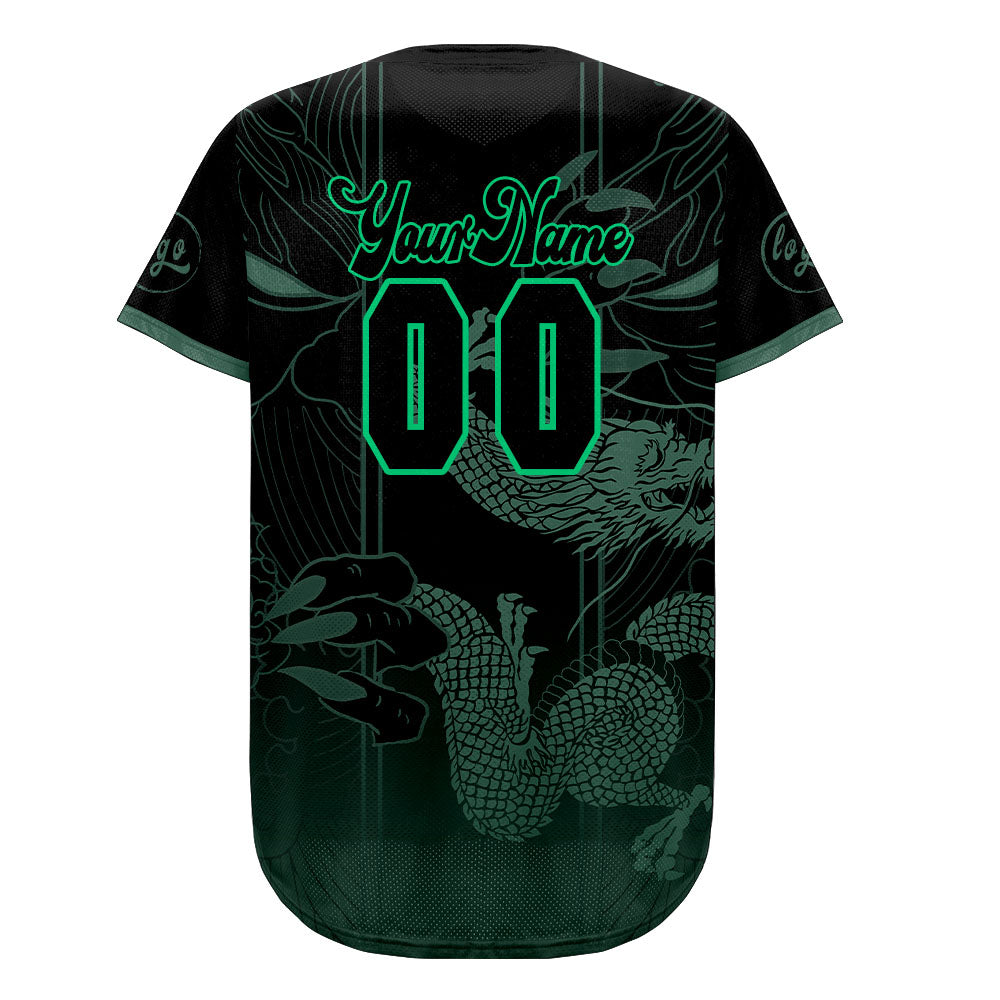 Custom Green Black Baseball Jersey Personalized Gradient Team Uniforms Shirt with Name Number