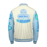 Custom Blue Green Letterman Varsity Jacket Personalized Embroidery Printing