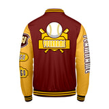 Custom Red Yellow Letterman Varsity Jacket Personalized Embroidery Printing
