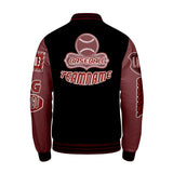 Custom Black Red Letterman Varsity Jacket Personalized Embroidery Printing
