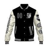 Custom Black White Letterman Varsity Jacket Personalized Embroidery Printing