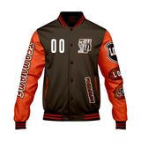 Custom Brown Orange Letterman Varsity Jacket Personalized Embroidery Printing