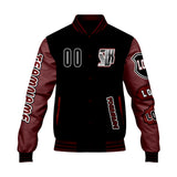 Custom Black Red Letterman Varsity Jacket Personalized Embroidery Printing