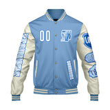 Custom Blue White Letterman Varsity Jacket Personalized Embroidery Printing
