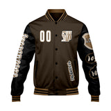Custom Brown Black Letterman Varsity Jacket Personalized Embroidery Printing