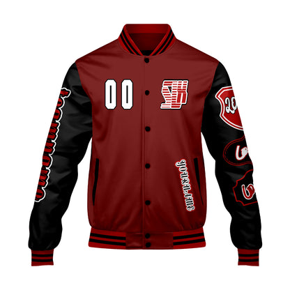 Custom Red Black Letterman Varsity Jacket Personalized Embroidery Printing