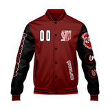 Custom Red Black Letterman Varsity Jacket Personalized Embroidery Printing