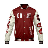 Custom Red White Letterman Varsity Jacket Personalized Embroidery Printing