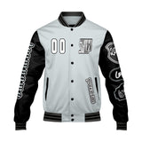 Custom Grey Black Letterman Varsity Jacket Personalized Embroidery Printing