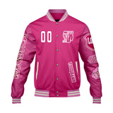 Custom Pink Letterman Varsity Jacket Personalized Embroidery Printing