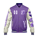 Custom Purple White Letterman Varsity Jacket Personalized Embroidery Printing