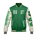 Custom Green White Letterman Varsity Jacket Personalized Embroidery Printing