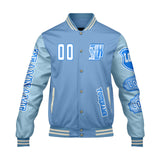 Custom Blue Letterman Varsity Jacket Personalized Embroidery Printing