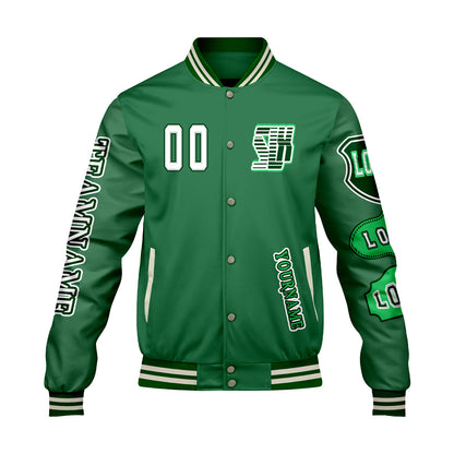 Custom Green Letterman Varsity Jacket Personalized Embroidery Printing