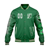 Custom Green Letterman Varsity Jacket Personalized Embroidery Printing