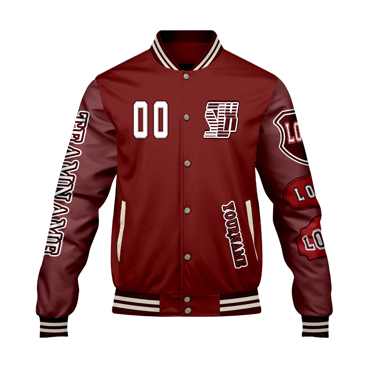 Custom Red Letterman Varsity Jacket Personalized Embroidery Printing