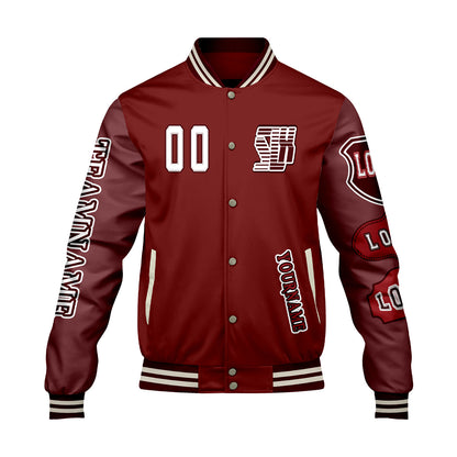 Custom Red Letterman Varsity Jacket Personalized Embroidery Printing
