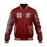 Custom Red Letterman Varsity Jacket Personalized Embroidery Printing