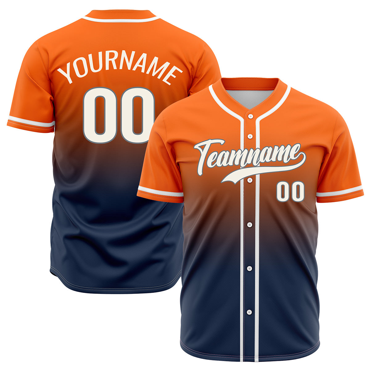 Custom Orange Dark Blue Hip Hop Baseball Jersey Stitched Printed - Personalized Name Number Shirts #BB-0919-0076