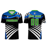 Custom Blue Green Uniform Jersey Kids Adults Personalized Set Jersey Shirt