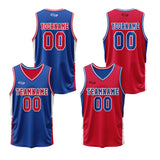 Custom Blue Red Reversible Basketball Suit for Adults and Kids Personalized Jersey