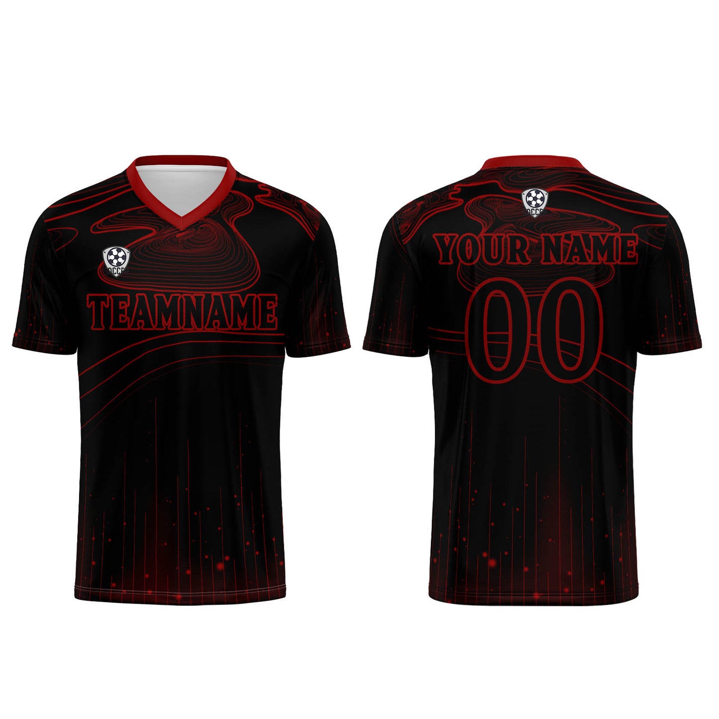 Custom Black Red Soccer Uniform Jersey Kids Adults Personalized Set Jersey Shirt